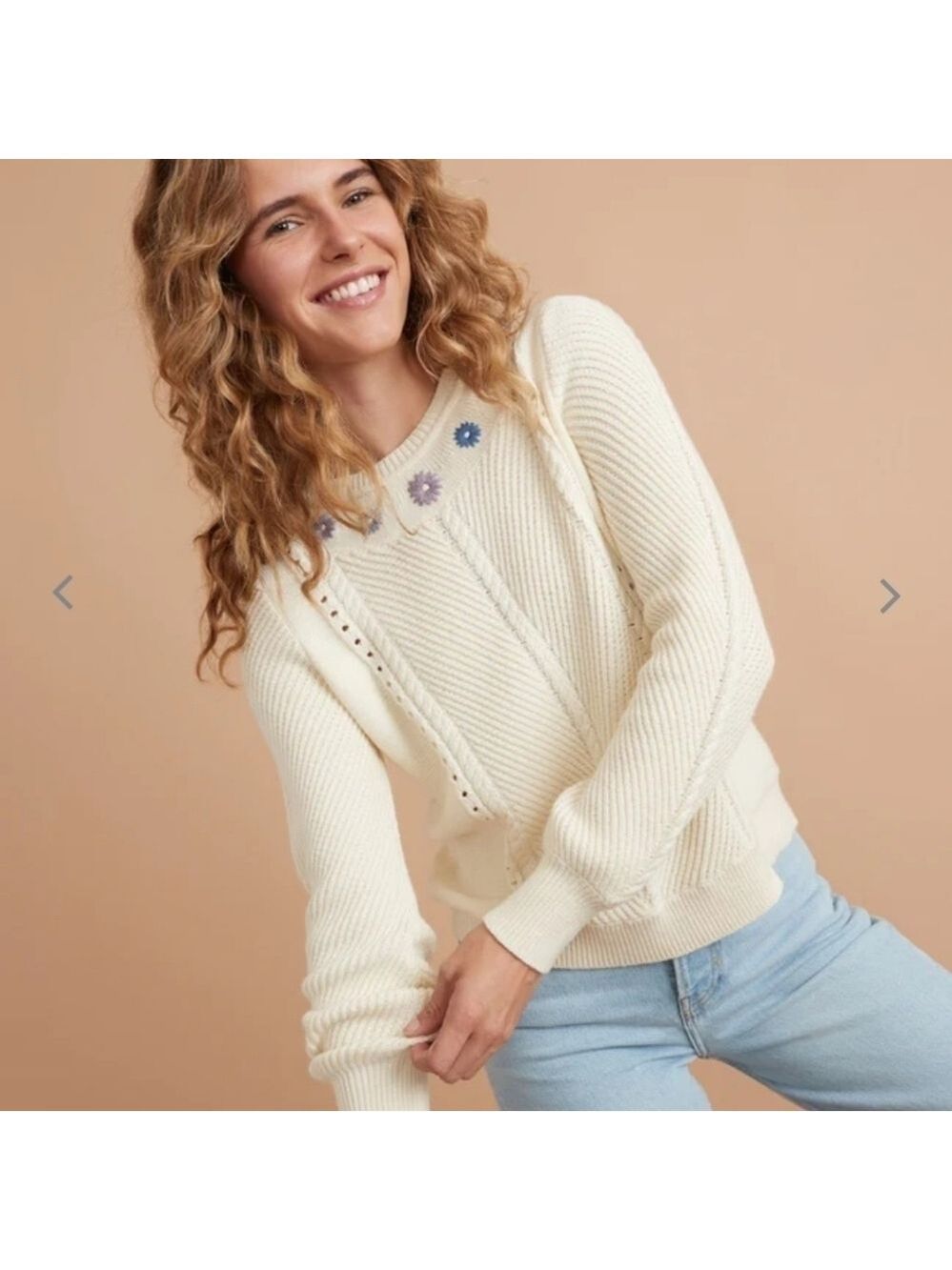 Marine layer Jada Crewneck Sweater in Ivory - Picture 5 of 8